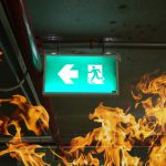 Fire,Exits,In,Car,Park,And,Frame,Of,Fire,Burn